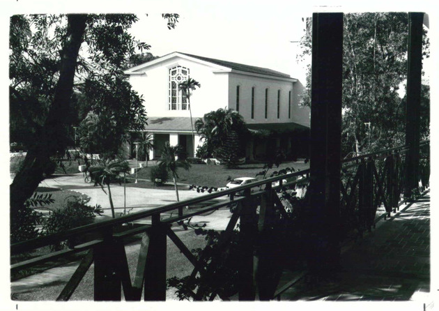 Cor Jesu Chapel viewed from the second floor of Adrian Hall, 1980s